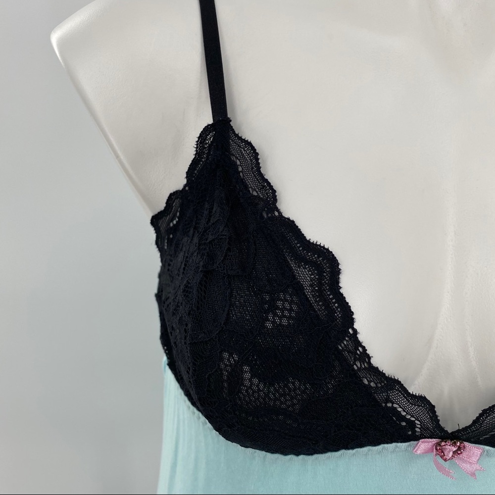 10 E Betsey Johnson Intimates Teal Chemise Nightie Sm - Picture 5 of 9